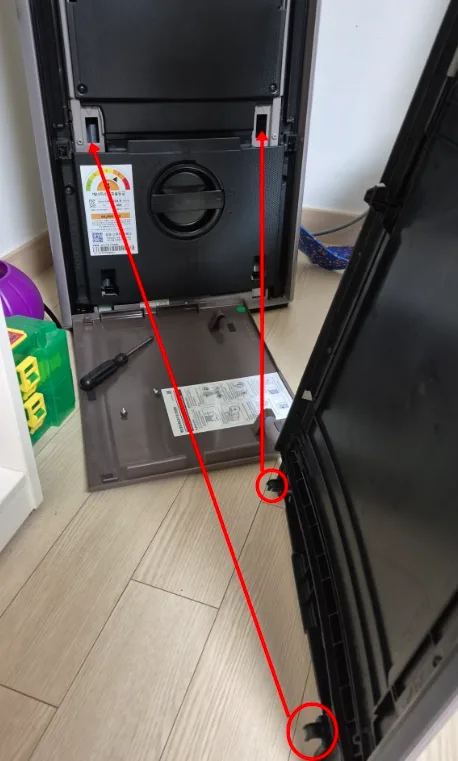 무풍 갤러리 전면 커버 분리 주의사항