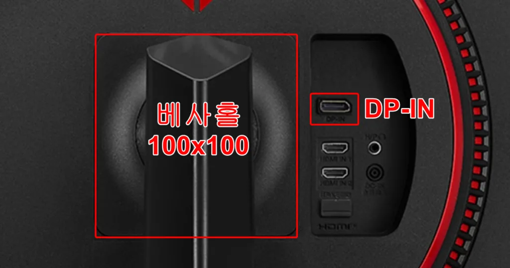 LG 공식홈 상세페이지 27GP750 뒷면 입출력 단자, DP-IN, 베사홍